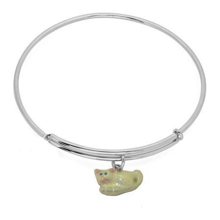 Expandble Bracelet in Sterling Plate And Sterling Charm