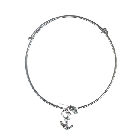 Expandble Bracelet in Sterling Plate And Sterling Charm Anchor