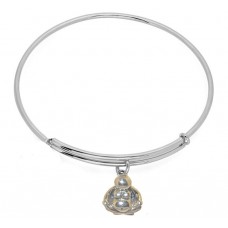 Expandble Bracelet in Sterling Plate And Sterling Charm Budha