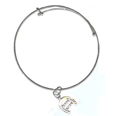 Expandble Bracelet in Sterling Plate And Sterling Charm Good Luck