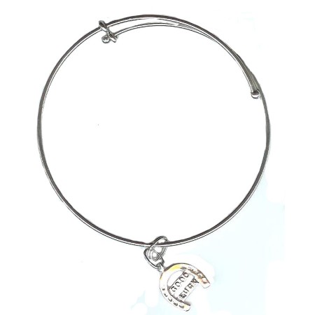 Expandble Bracelet in Sterling Plate And Sterling Charm Good Luck
