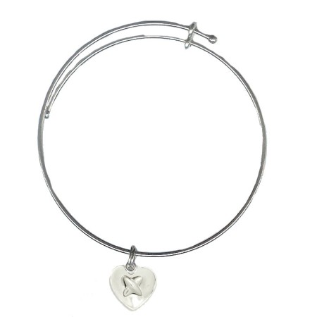 Expandble Bracelet in Sterling Plate And Sterling Charm Heart