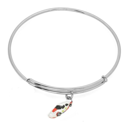 Expandble Bracelet in Sterling Plate And Sterling Charm Racing Car