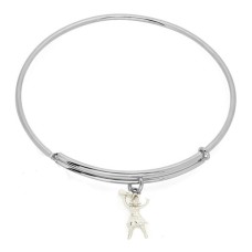 Expandble Bracelet in Sterling Plate And Sterling Charm Cheerleader with megaphone 