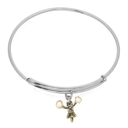 Expandble Bracelet in Sterling Plate And Sterling Charm Cheerleader