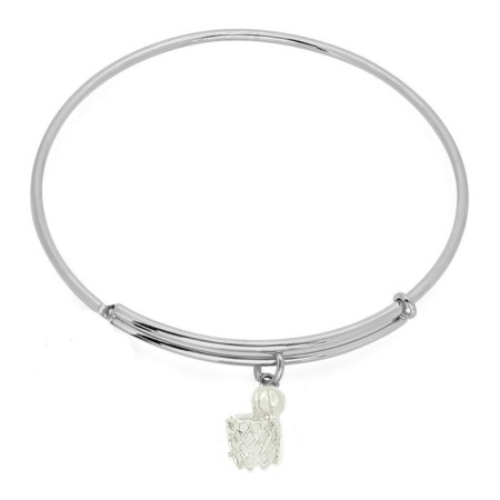 Expandble Bracelet in Sterling Plate And Sterling Charm Basketball net