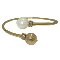 Pearl Double Ball Bangle Bracelets