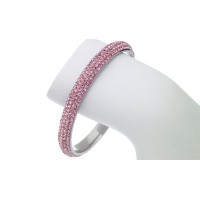 Pink 4 Row Austrian Crystal Stainless Steel Bangle