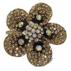 Crystal Flower Bangle Bracelet Cuff