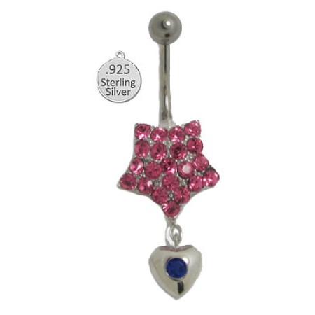 Belly Ring in Silver Body Charm Pink