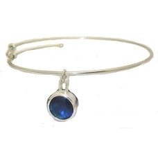 Expandable Bangle with Blue Stone Charm