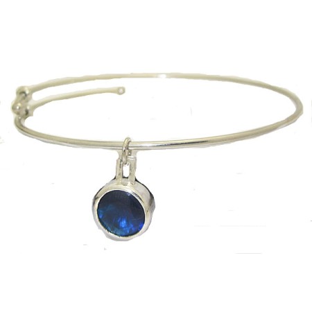 Expandable Bangle with Blue Stone Charm