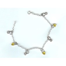 Sterling Silver And Citrene CZ Charm Bracelet