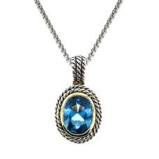 Double Cable Necklace Blue Topaz