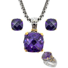 Designer Cable Jewelry 3 pcs Set in Amethyst