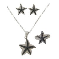 Star Fish Earring, Necklace And Ring Set 3 pcs