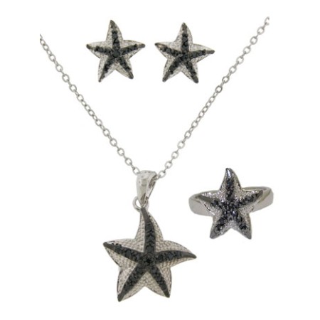 Star Fish Earring, Necklace And Ring Set 3 pcs