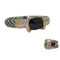 Designer Cable Stackable Ring Jet Black