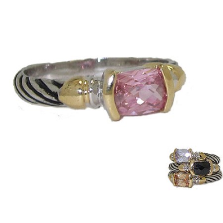Designer Cable Stackable Ring Pink