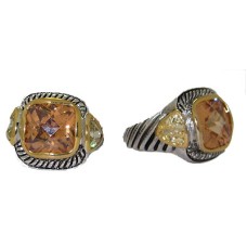 Designer Cable Ring Champagne Citrine Crystal