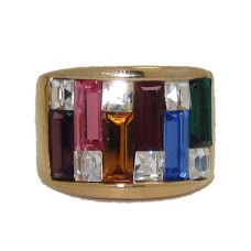 Rainbow Ring with wide band yellow gold