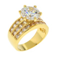 Gold CZ Ring Simulated Diamonds