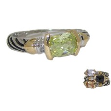 Designer Cable Stackable Ring Peridot