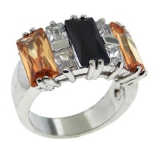 Austrian Crystal Designer Ring Jet, Champagne, White