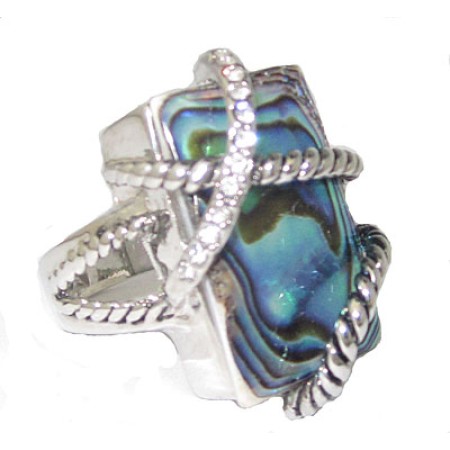 Abalone And Crystal Wholesale Ring