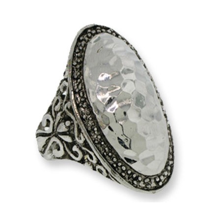 Two Tone Designer Hammered Oval wholesale ring