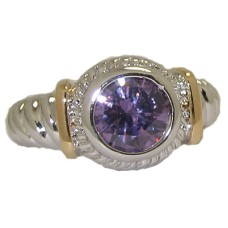 Designer Cable Ring 18 Kt Gold Amethyst