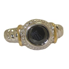 Designer Cable Ring 18 Kt Gold Jet Black