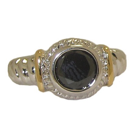 Designer Cable Ring 18 Kt Gold Jet Black