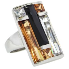 Window Pane Ring Color Block Jet, Champagne, White