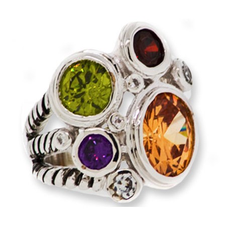 Multi Cz Designer Ring Austrian Crystal