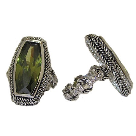 Fancy Cut Olive Green Swarovski Stone Ring