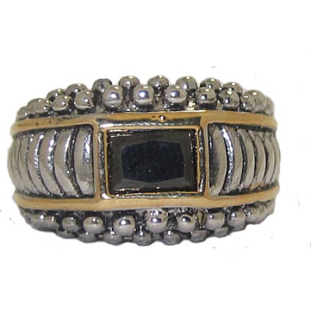 Jet Black Anique CZ Wholesale Ring 3 Tone