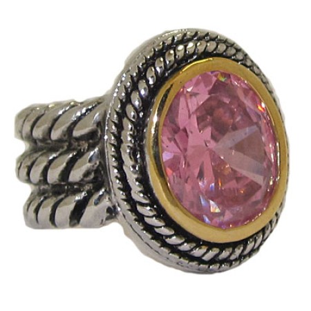 Double Cable Wholesale Ring Austrian Crystal Pink