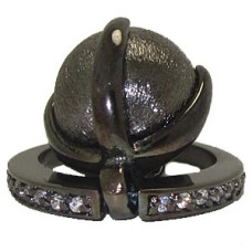Gunmetal Pearl Crystal Designer Dangle Wholesale Ring
