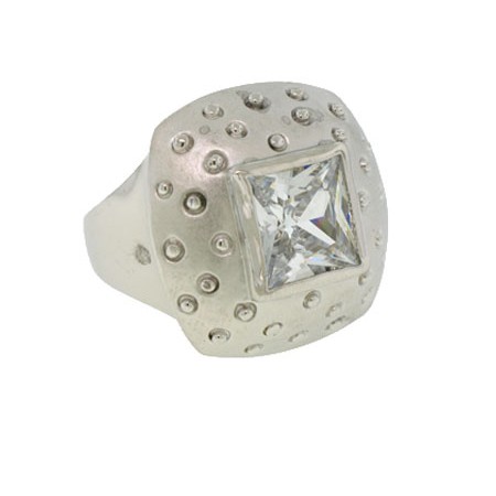 Mate Rhodium Ring in Clear White Austrian Crystal