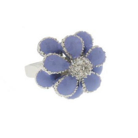 Designer Flower Ring accented in Swarovski Stones