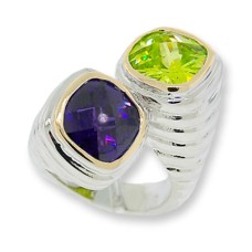 Amethyst and Peridot CZ ring