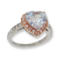 White center heart shaped CZ classic style ring