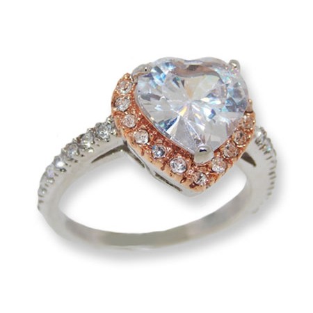 White center heart shaped CZ classic style ring