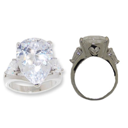 Pear shaped CZ Ring Clear White
