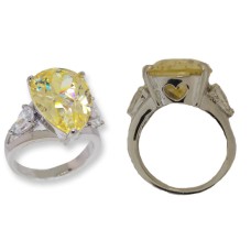 Pear shaped CZ Ring Canary Yellow