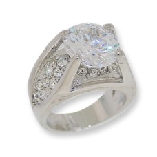 One of a Kind White CZ and White Czech crystals ring