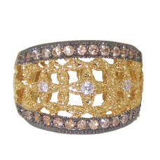 Gold tone wholesale ring with clear white And champagne
