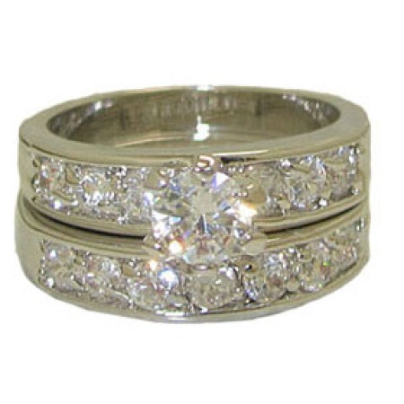 CZ Wedding Set engagement ring White Gold