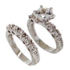 Clear White CZ double band wholesale ring